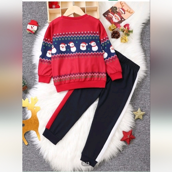 Little Kid Christmas Print Sweatshirt & Sweatpants Size 7 boys - Picture 2 of 4
